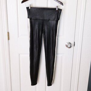 SPANXshape™ Faux Leather Leggings in Black with white stripe, Women’s Size Large